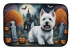 Westie Spooky Halloween Dish Drying Mat Absorbent Dish Drying Mat Pad for Kitchen Counter Dish Drainer Mat for Countertop, 14 x 21", Multicolor