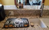 Old English Sheepdog Spooky Halloween Dish Drying Mat Absorbent Dish Drying Mat Pad for Kitchen Counter Dish Drainer Mat for Countertop, 14 x 21"