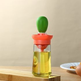 1pc Kitchen Oil Dispenser Bottle With Brush 2 In 1 Olive Oil Dispenser Bottle With Silicone Basting Brush And Dropper Glass Oil Bottle Convenient Cook (Color: green)